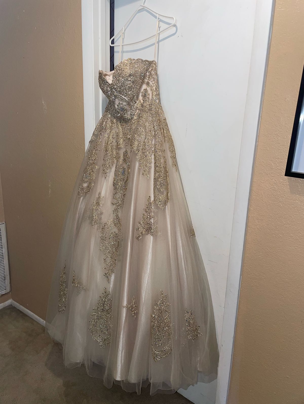 Dancing Queen Size M Prom Gold Ball Gown on Queenly