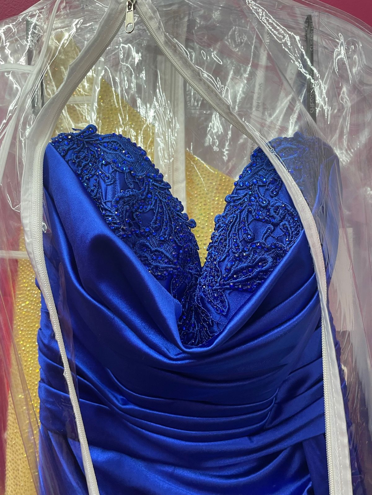 Sherri Hill Size 4 Prom Royal Blue Side Slit Dress on Queenly