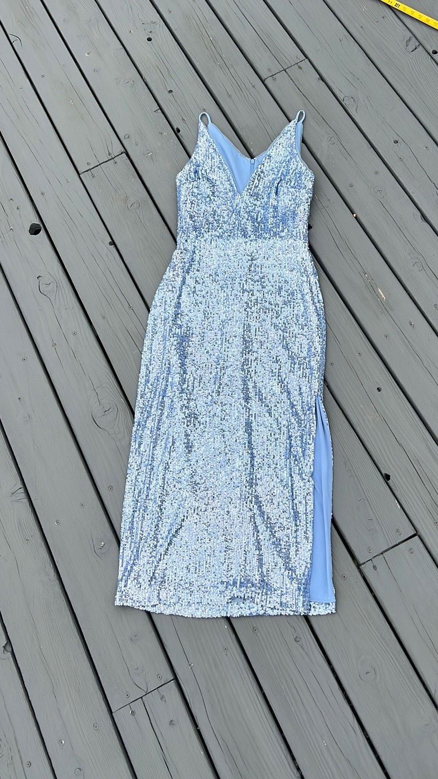 Xscape Size S Prom Sequined Light Blue Cocktail Dress on Queenly