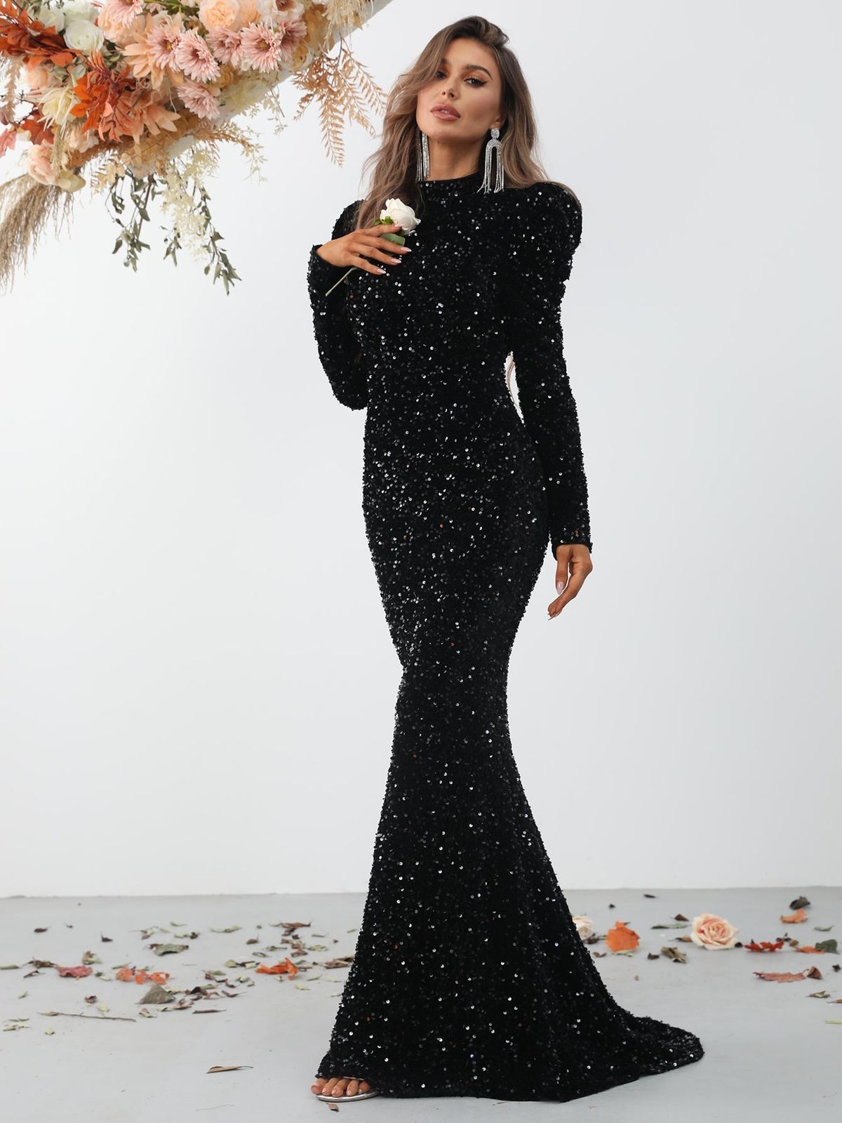 Style FSWD0873 Faeriesty Size S Sequined Black Mermaid Dress on Queenly