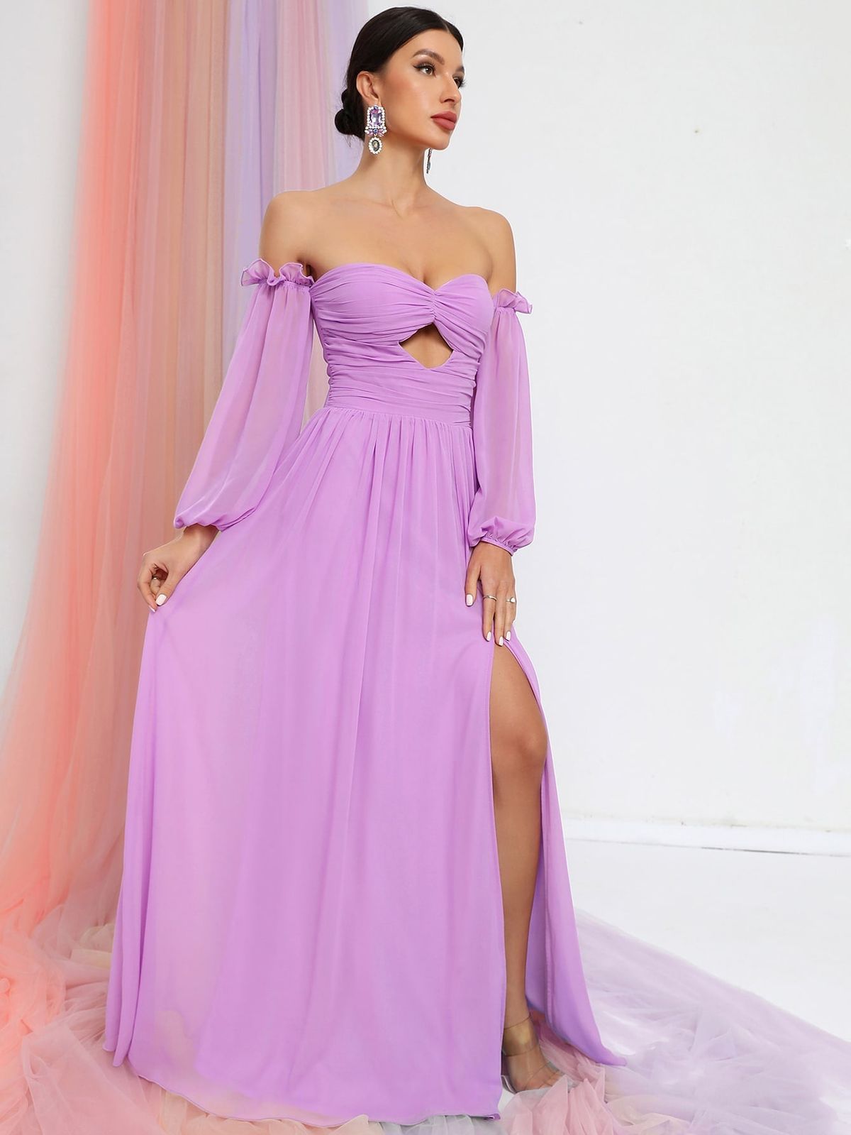 Style FSWD0635 Faeriesty Size M Off The Shoulder Purple A-line Dress on Queenly