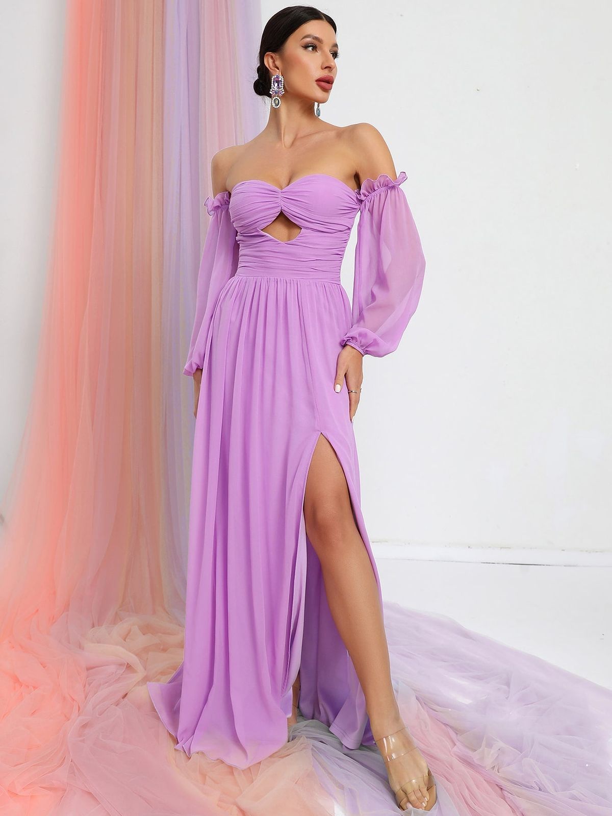Style FSWD0635 Faeriesty Size M Off The Shoulder Purple A-line Dress on Queenly