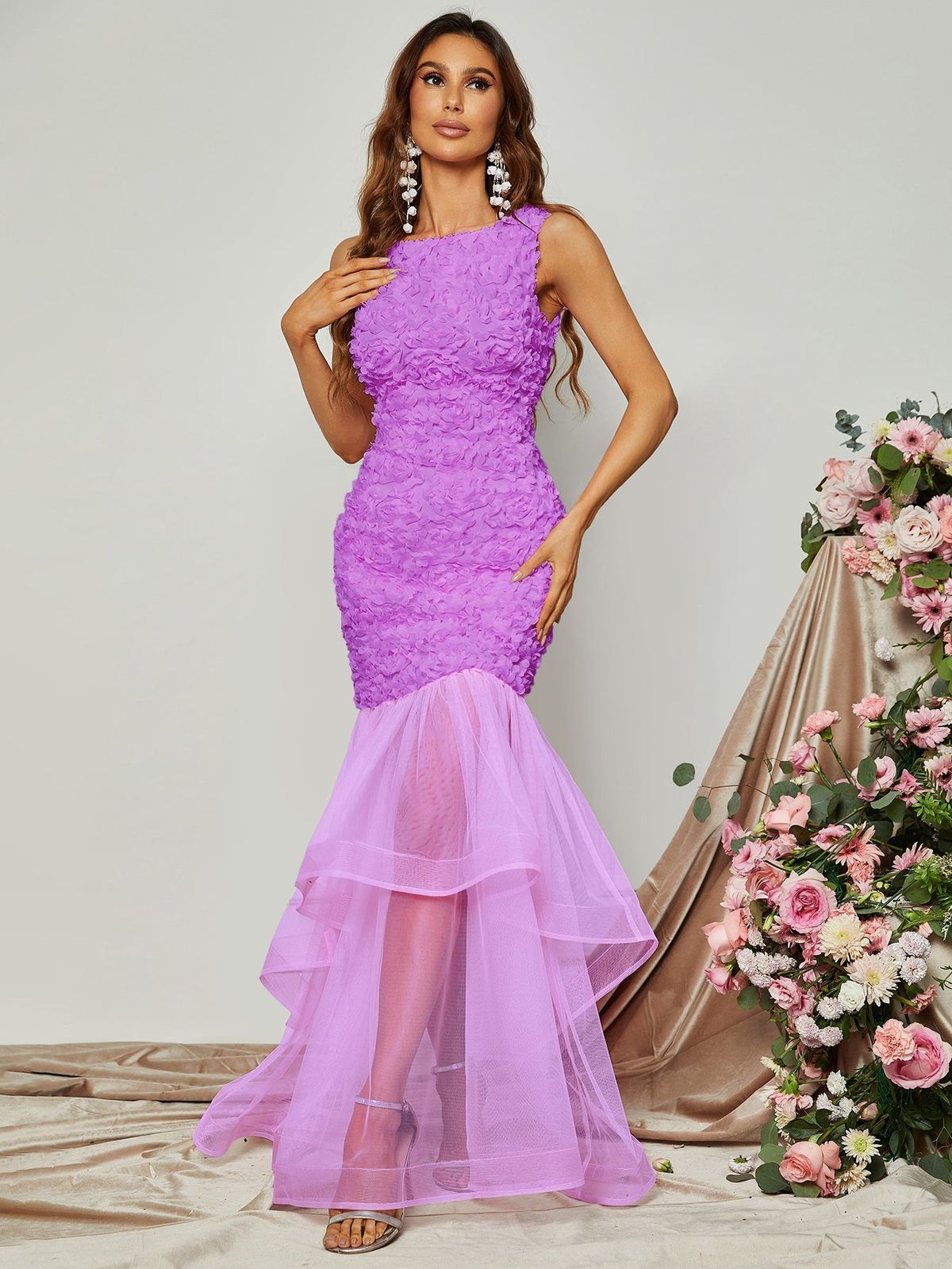Style FSWD0833 Faeriesty Size M Sheer Purple Mermaid Dress on Queenly