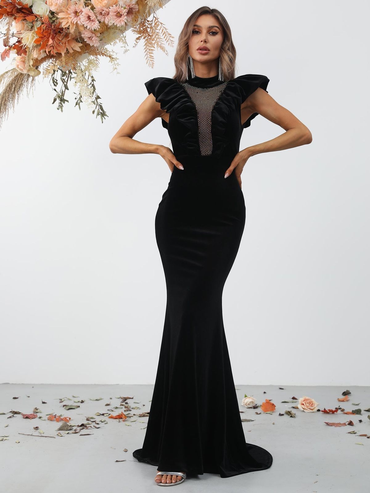 Style FSWD0353 Faeriesty Size M Velvet Black Mermaid Dress on Queenly