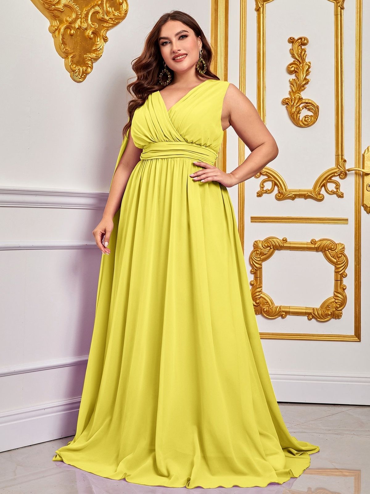 Style FSWD0779P Faeriesty Size 3X Yellow A-line Dress on Queenly