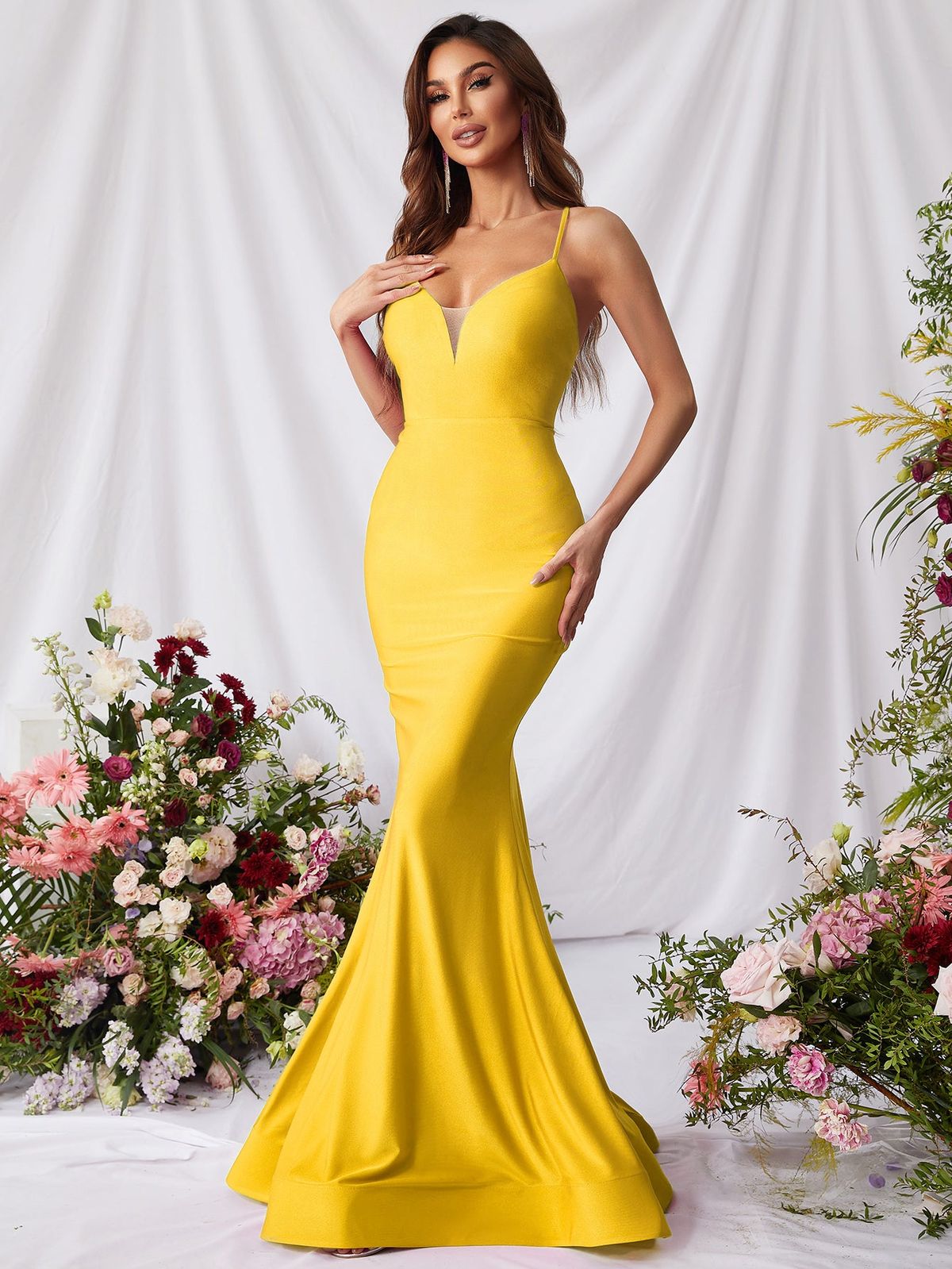 Style FSWD0759 Faeriesty Size M Prom Satin Yellow Mermaid Dress on Queenly