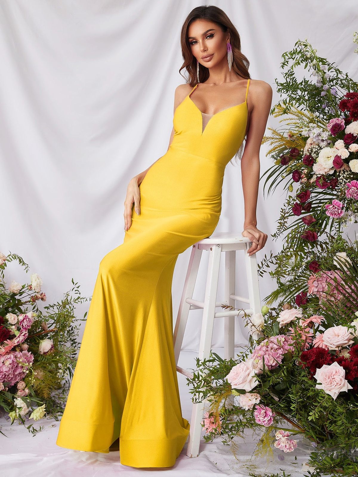 Style FSWD0759 Faeriesty Size XL Prom Satin Yellow Mermaid Dress on Queenly