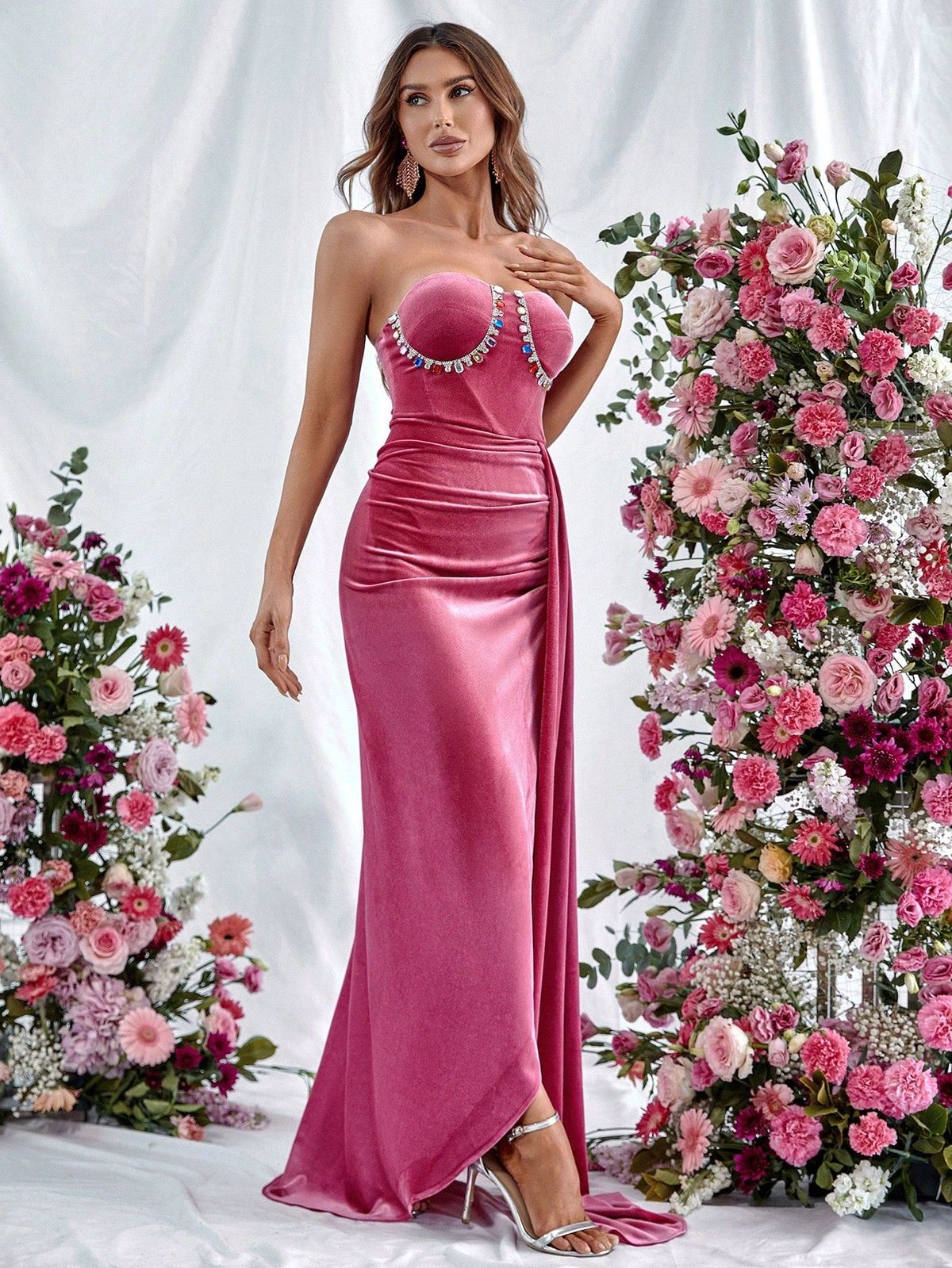 Style FSWD0908 Faeriesty Size XS Prom Velvet Pink Floor Length Maxi on Queenly