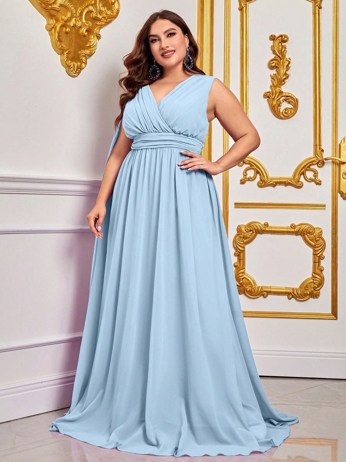 Style FSWD0779P Faeriesty Size 1X Blue A-line Dress on Queenly