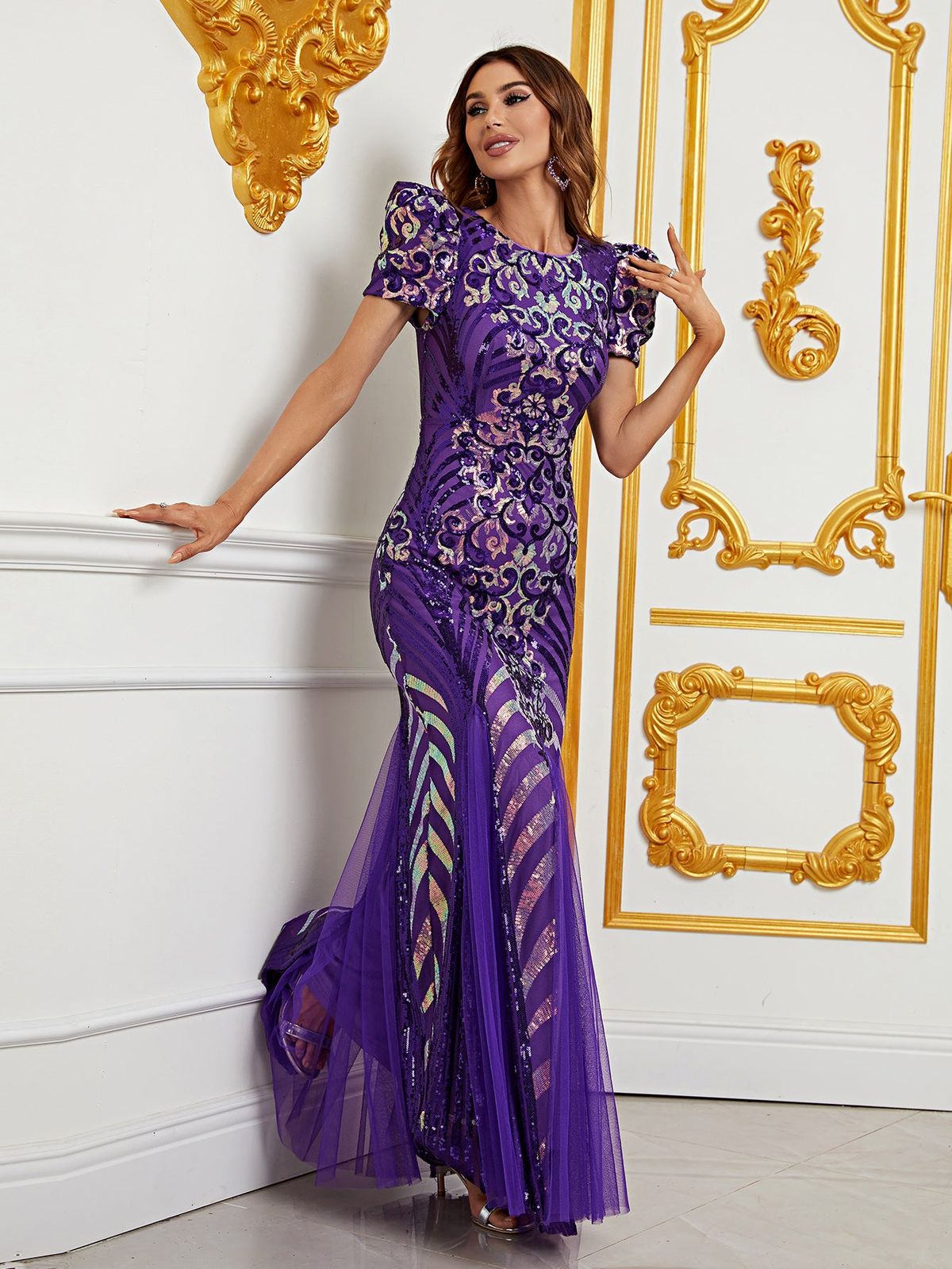 Style FSWD0839 Faeriesty Size XS Sequined Purple Mermaid Dress on Queenly
