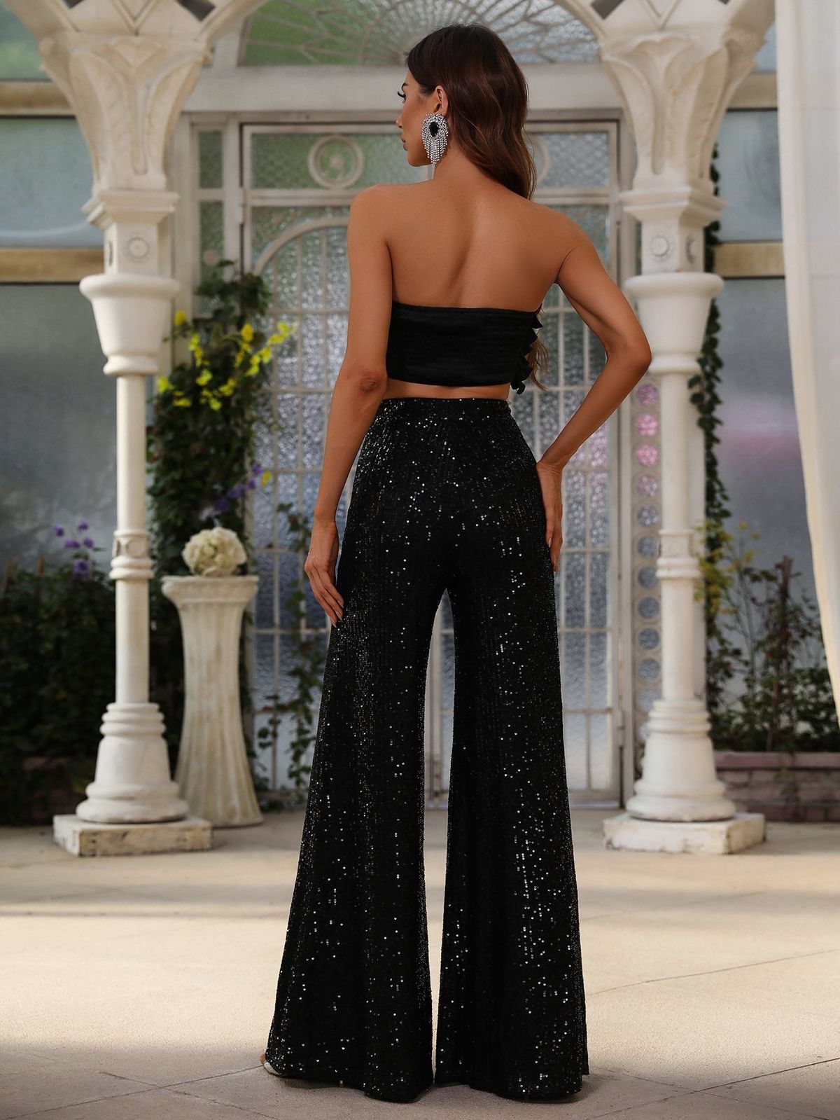 Style FSWU0359 Faeriesty Size S Sequined Black Floor Length Maxi on Queenly