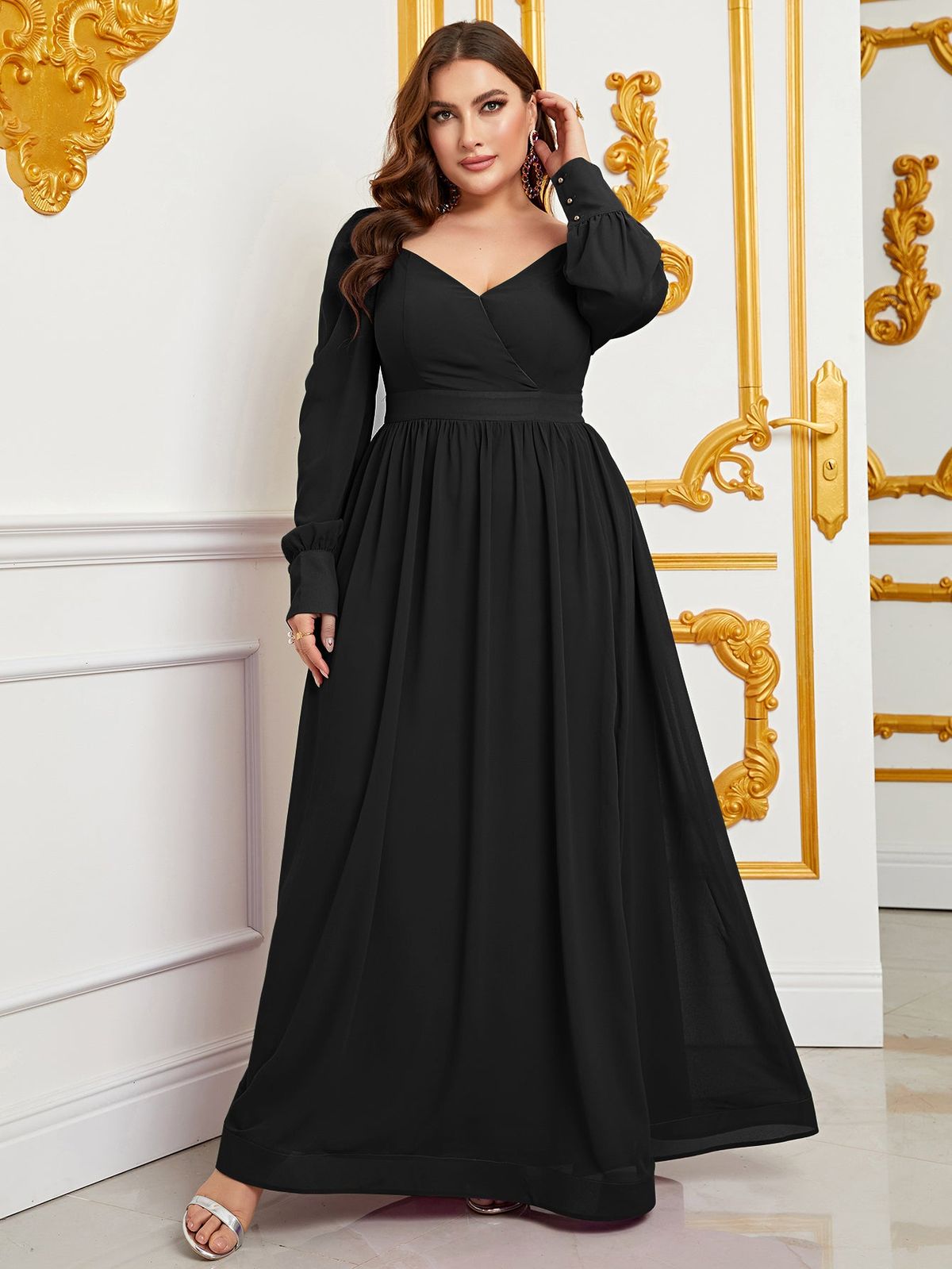 Plus Size 16 Sheer Black A-line Dress on Queenly