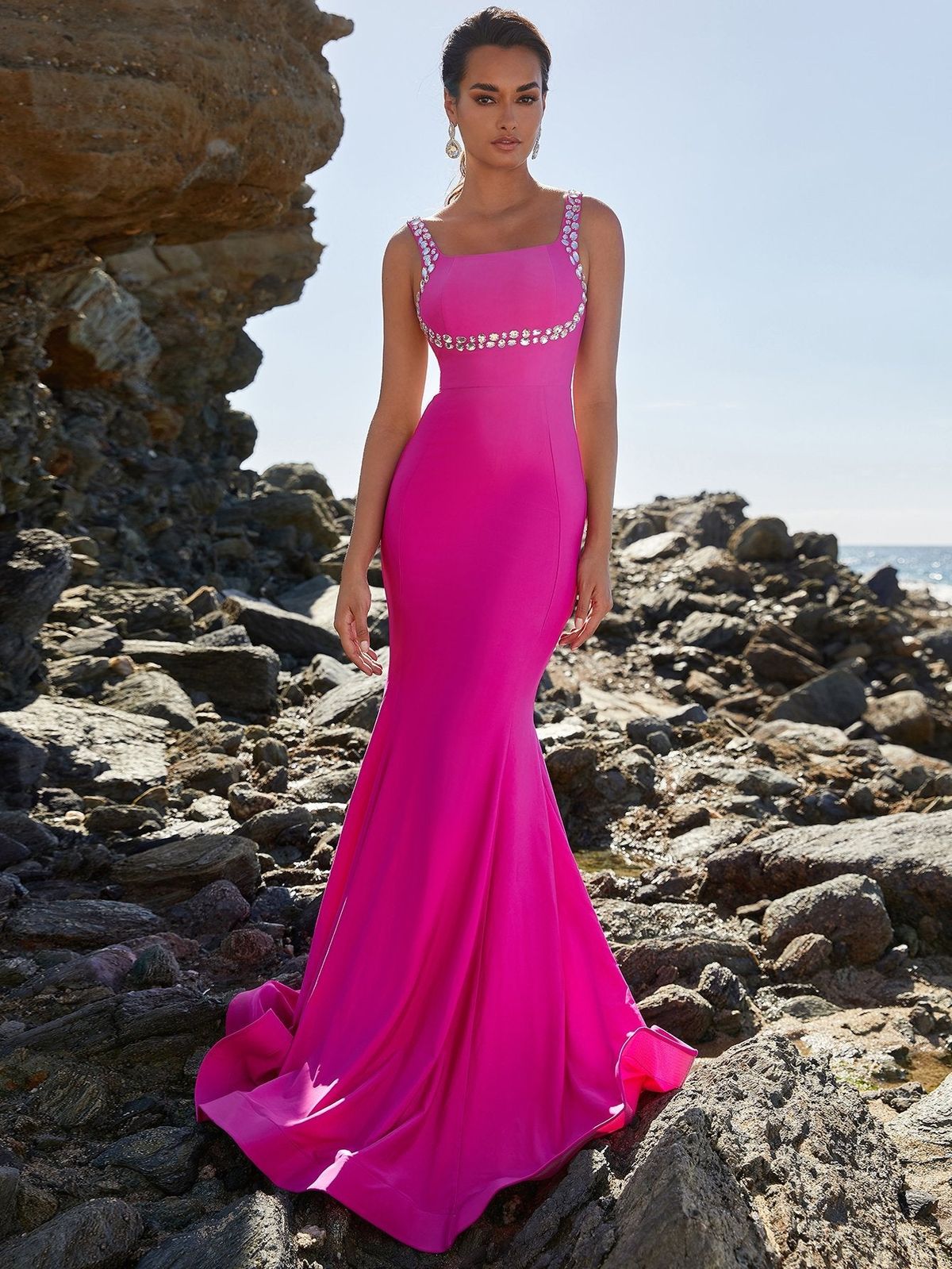 Style FSWD0547 Faeriesty Size S Prom Sequined Hot Pink Mermaid Dress on Queenly