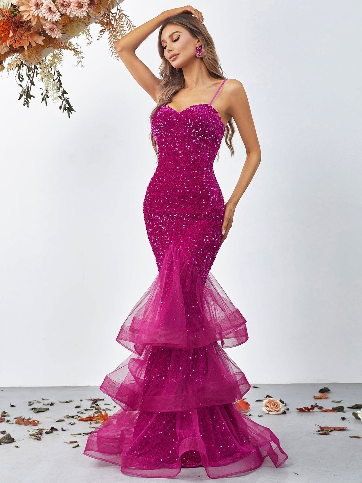 Style FSWD0174 Faeriesty Size XS Prom Sequined Hot Pink Mermaid Dress on Queenly