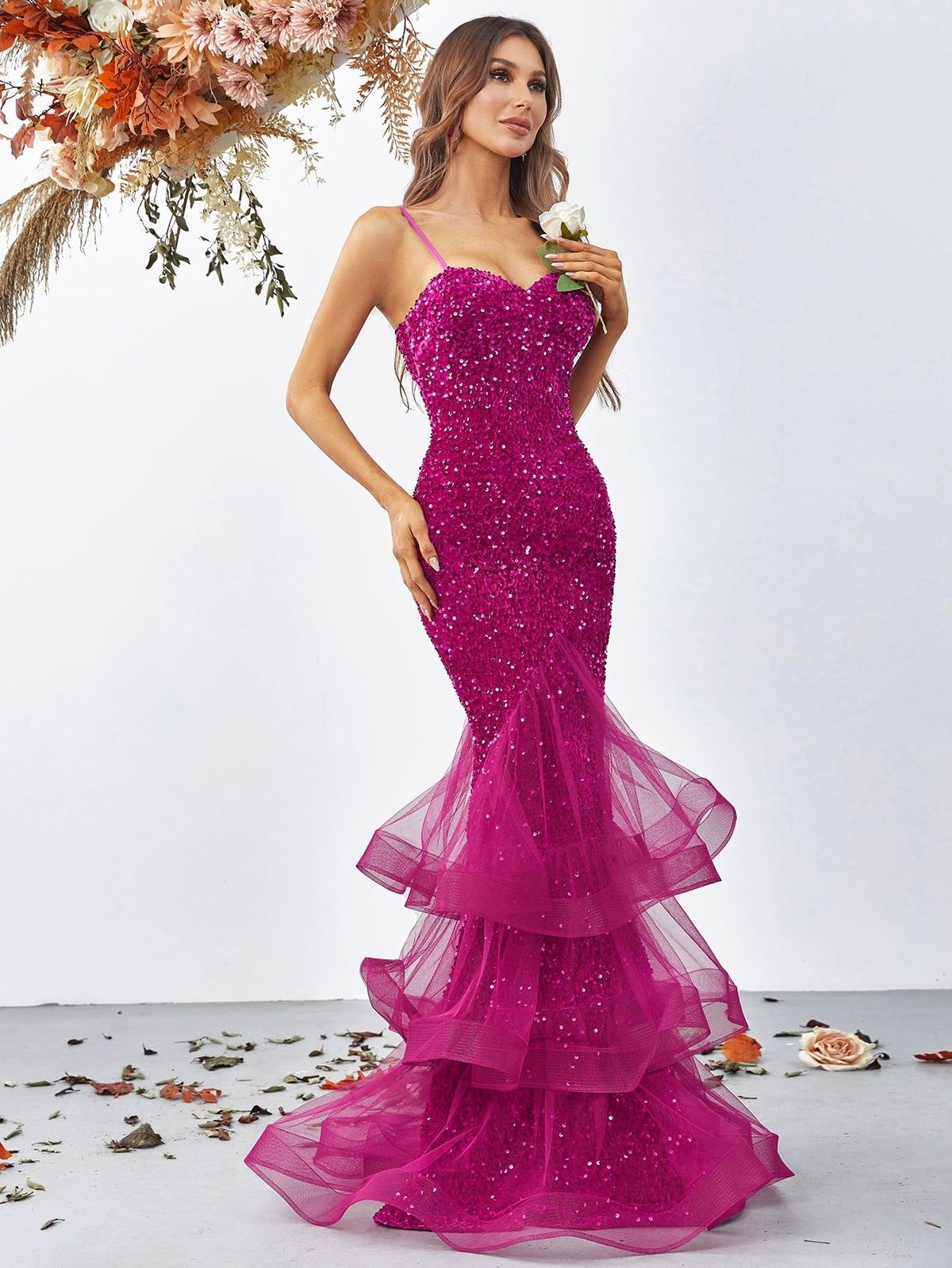 Style FSWD0174 Faeriesty Size XS Prom Sequined Hot Pink Mermaid Dress on Queenly