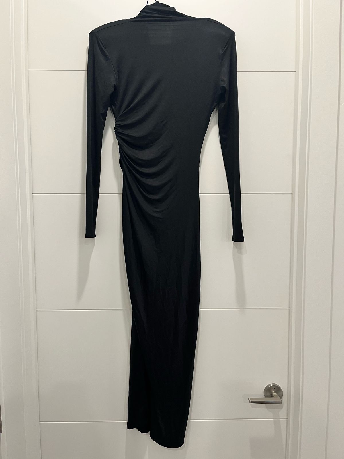 Zara Size 4 Pageant Long Sleeve Black Side Slit Dress on Queenly