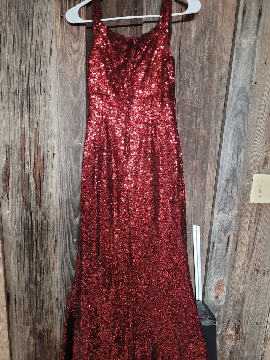 Size 4 Sequined Red A-line Dress on Queenly