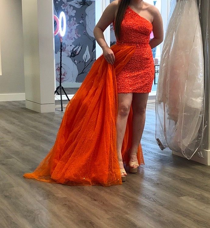 Sherri Hill Size 8 Prom Orange Cocktail Dress on Queenly