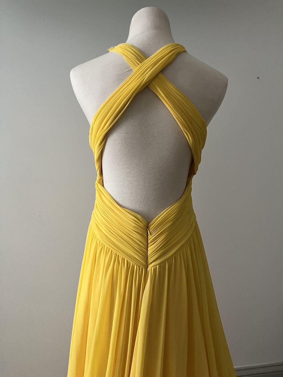 Terani Couture Size 6 Prom Sequined Yellow Side Slit Dress on Queenly