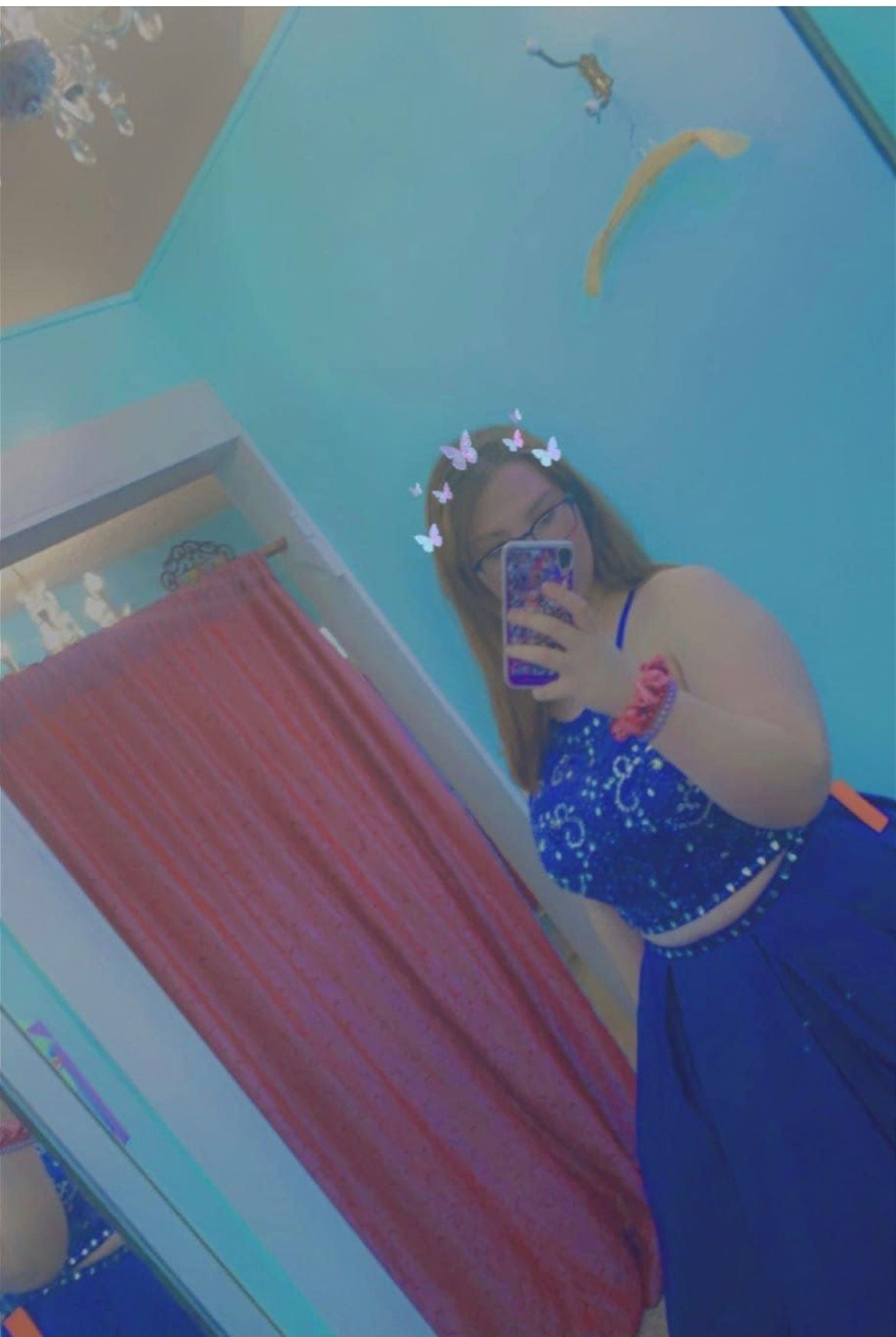 Size L Prom Blue Ball Gown on Queenly