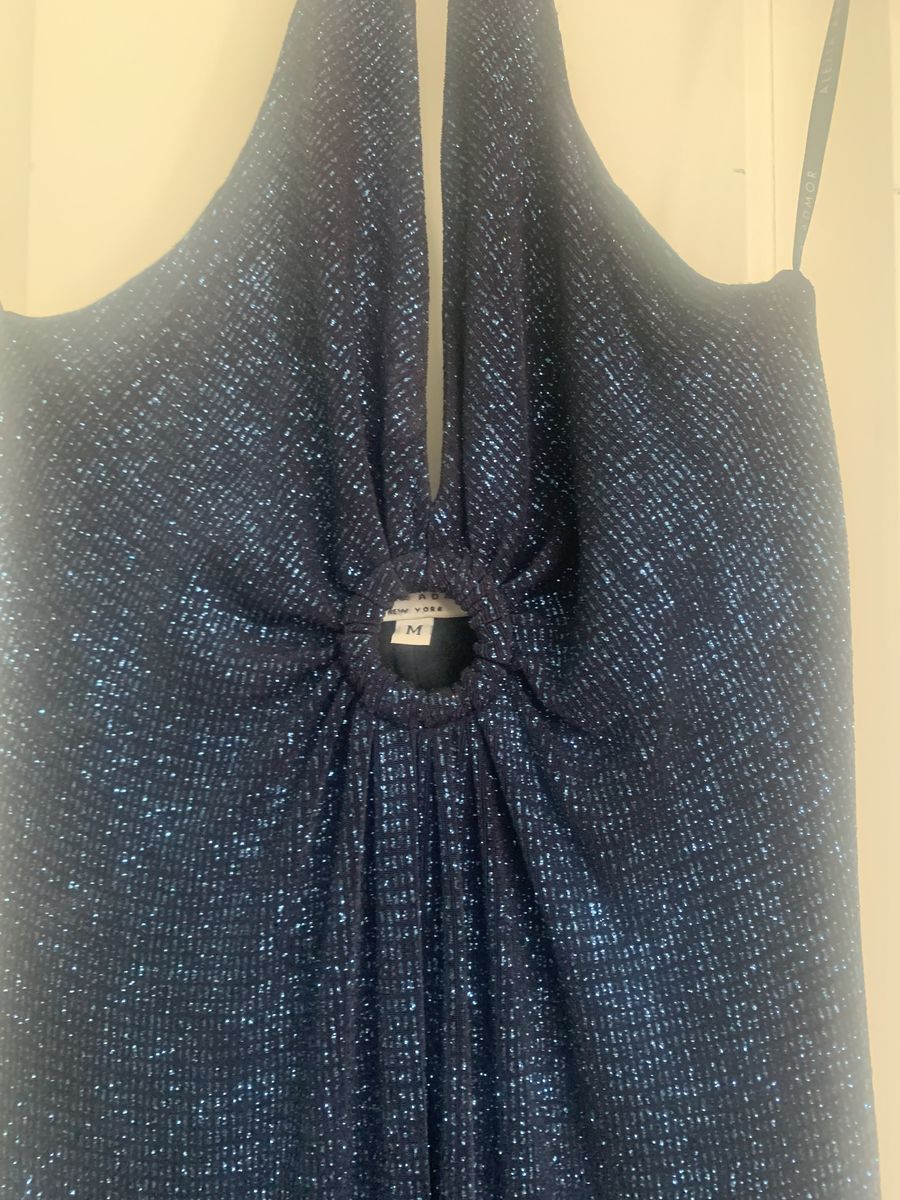 ALEXIA ADMOR Size 8 Bridesmaid Halter Sequined Royal Blue A-line Dress on Queenly