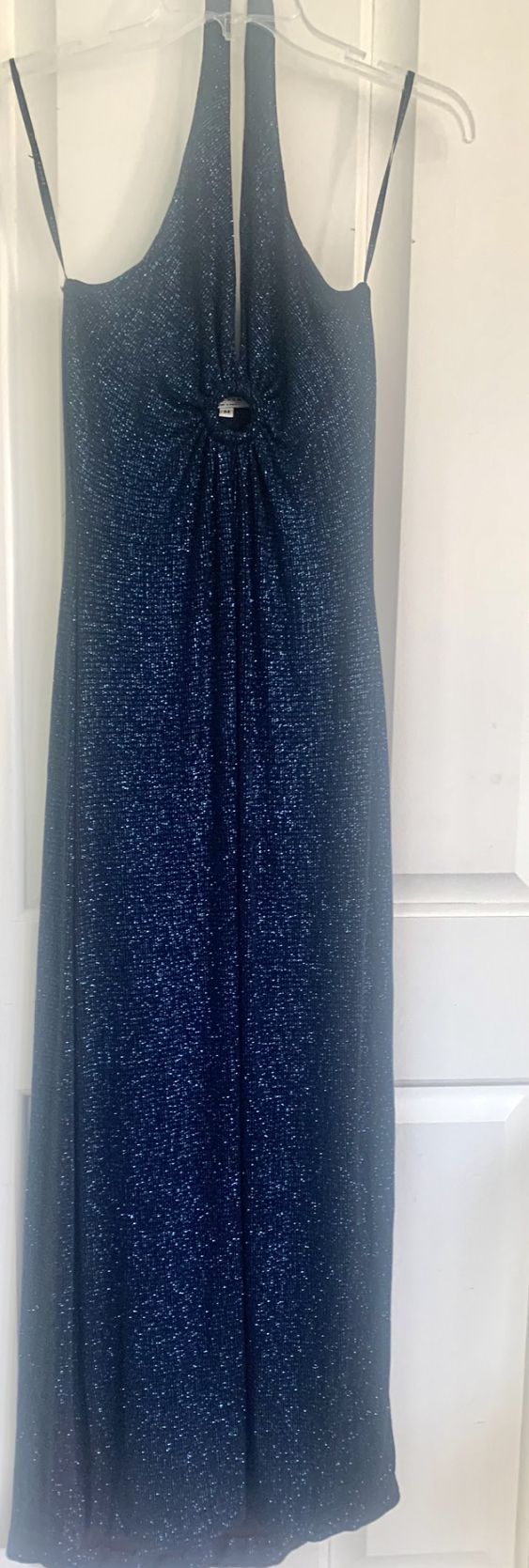 ALEXIA ADMOR Size 8 Bridesmaid Halter Sequined Royal Blue A-line Dress on Queenly