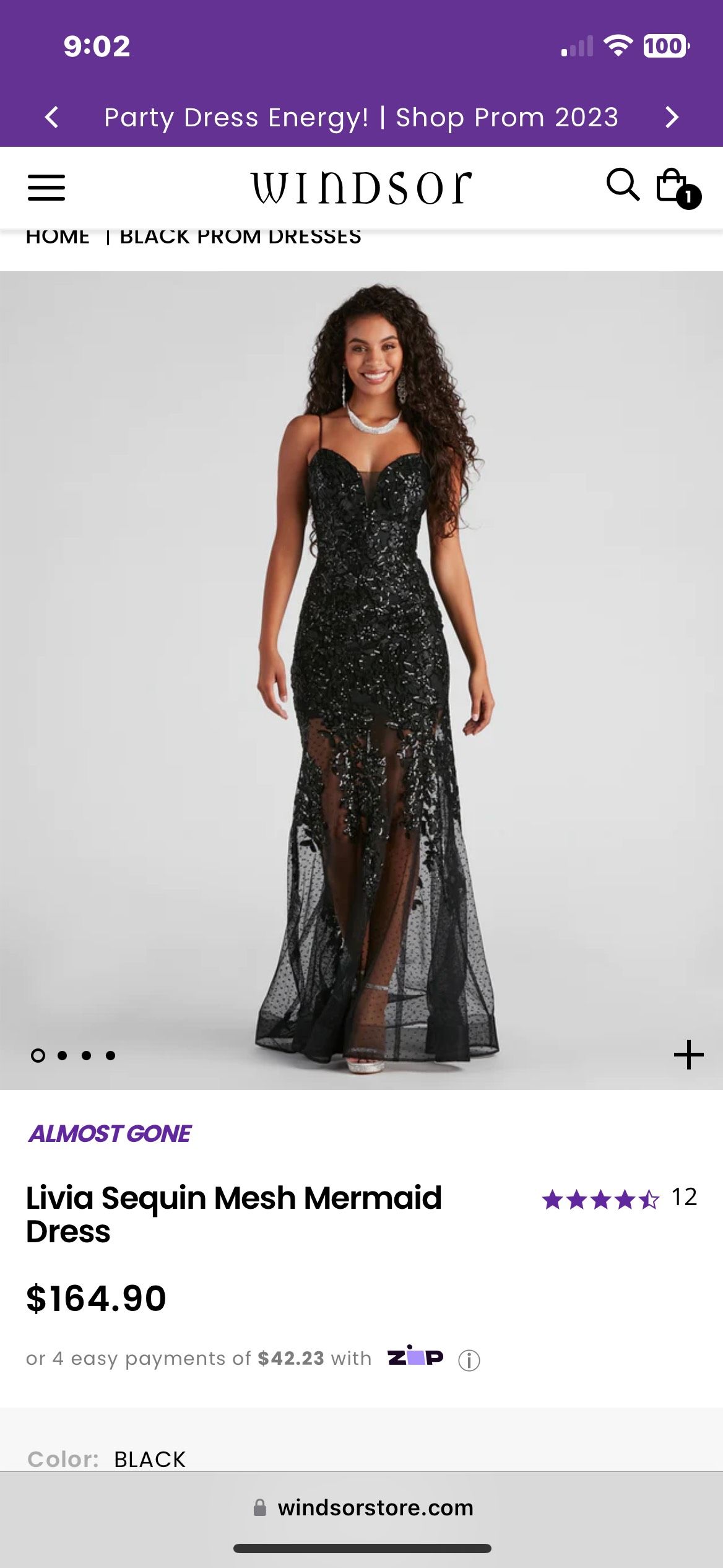 Windsor Size 14 Prom Black Mermaid Dress