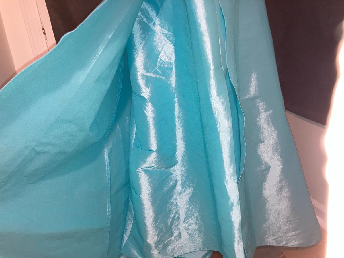 Custom made Size 4 Pageant One Shoulder Satin Turquoise Blue A-line Dress on Queenly