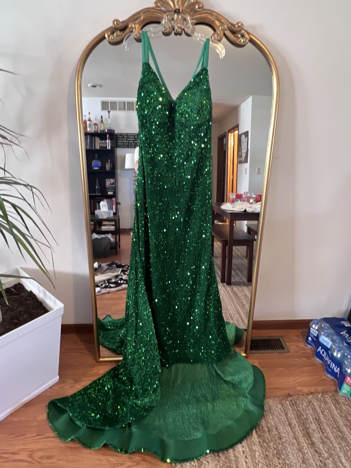Plus Size 18 Prom Green Floor Length Maxi on Queenly