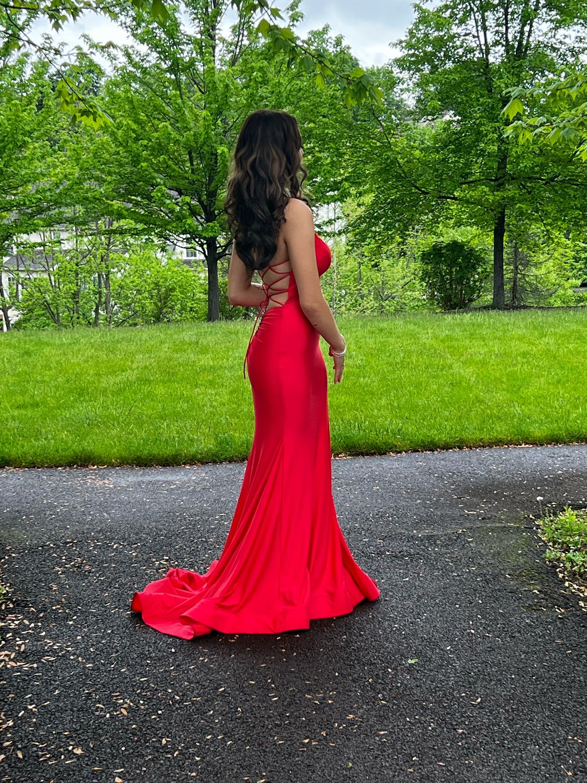 Sherri Hill Size 4 Prom Plunge Red Mermaid Dress on Queenly