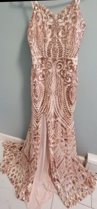 Size 4 Rose Gold Floor Length Maxi on Queenly
