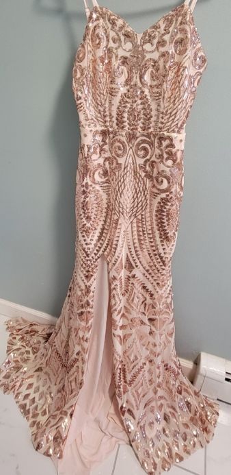 Size 4 Rose Gold Floor Length Maxi on Queenly