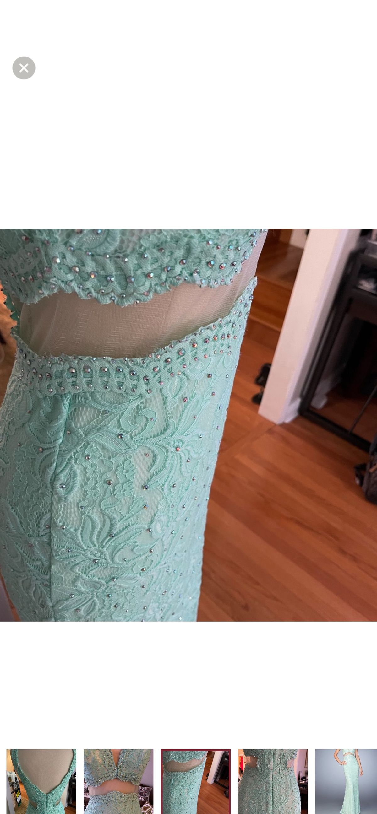 La Femme Size 6 Prom Lace Light Green Floor Length Maxi on Queenly