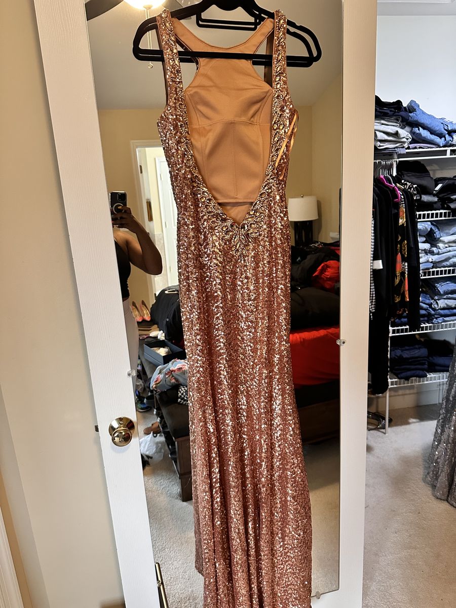 Size 6 Prom Rose Gold Dress With Train on Queenly
