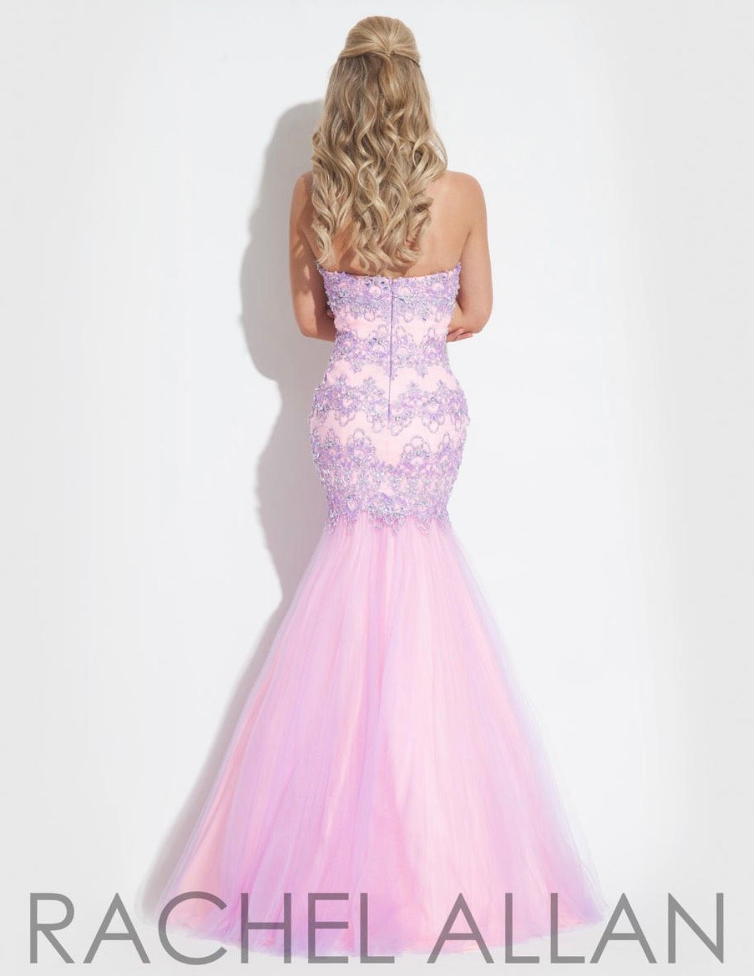 Rachel Allan Plus Size 18 Lace Pink Mermaid Dress on Queenly