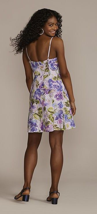 Size 4 Prom Floral Purple A-line Dress on Queenly