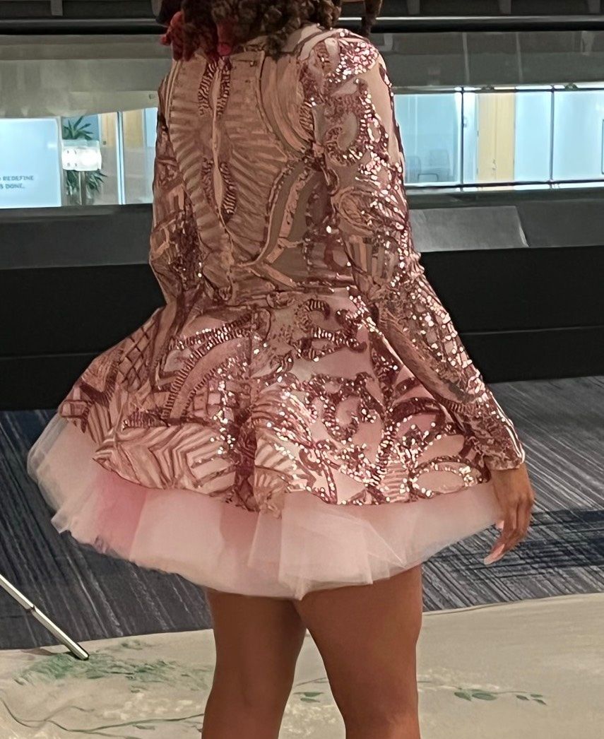 Size S Prom Long Sleeve Rose Gold Cocktail Dress on Queenly
