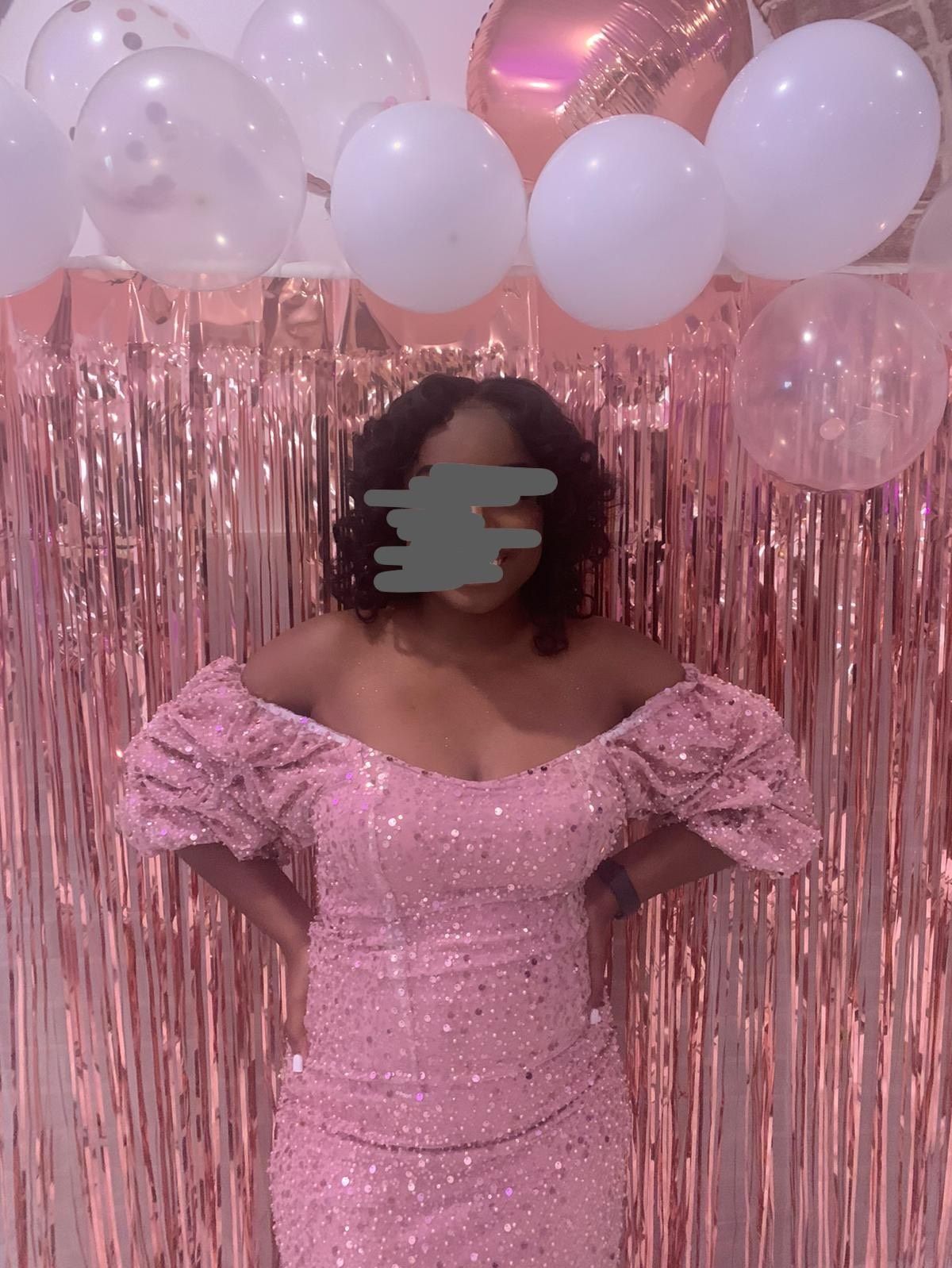 Size M Homecoming Off The Shoulder Sequined Rose Gold Cocktail Dress on Queenly