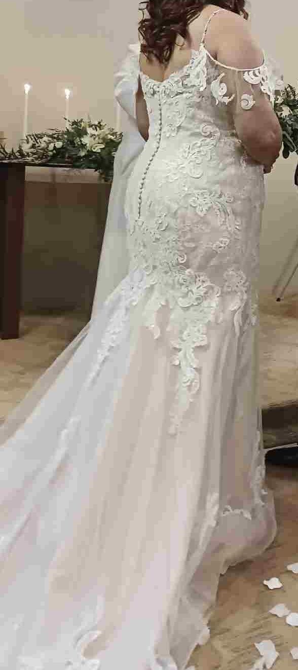 Maggie Sottero Plus Size 16 Wedding Lace Nude A-line Dress on Queenly