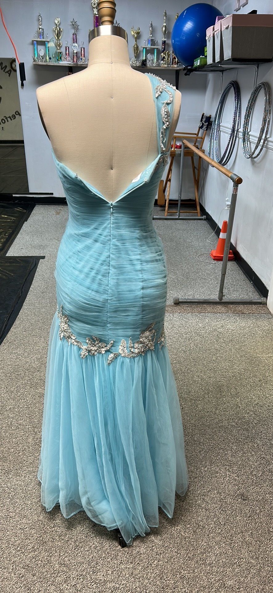 Sherri Hill Size 2 Prom One Shoulder Sequined Light Blue Floor Length Maxi on Queenly