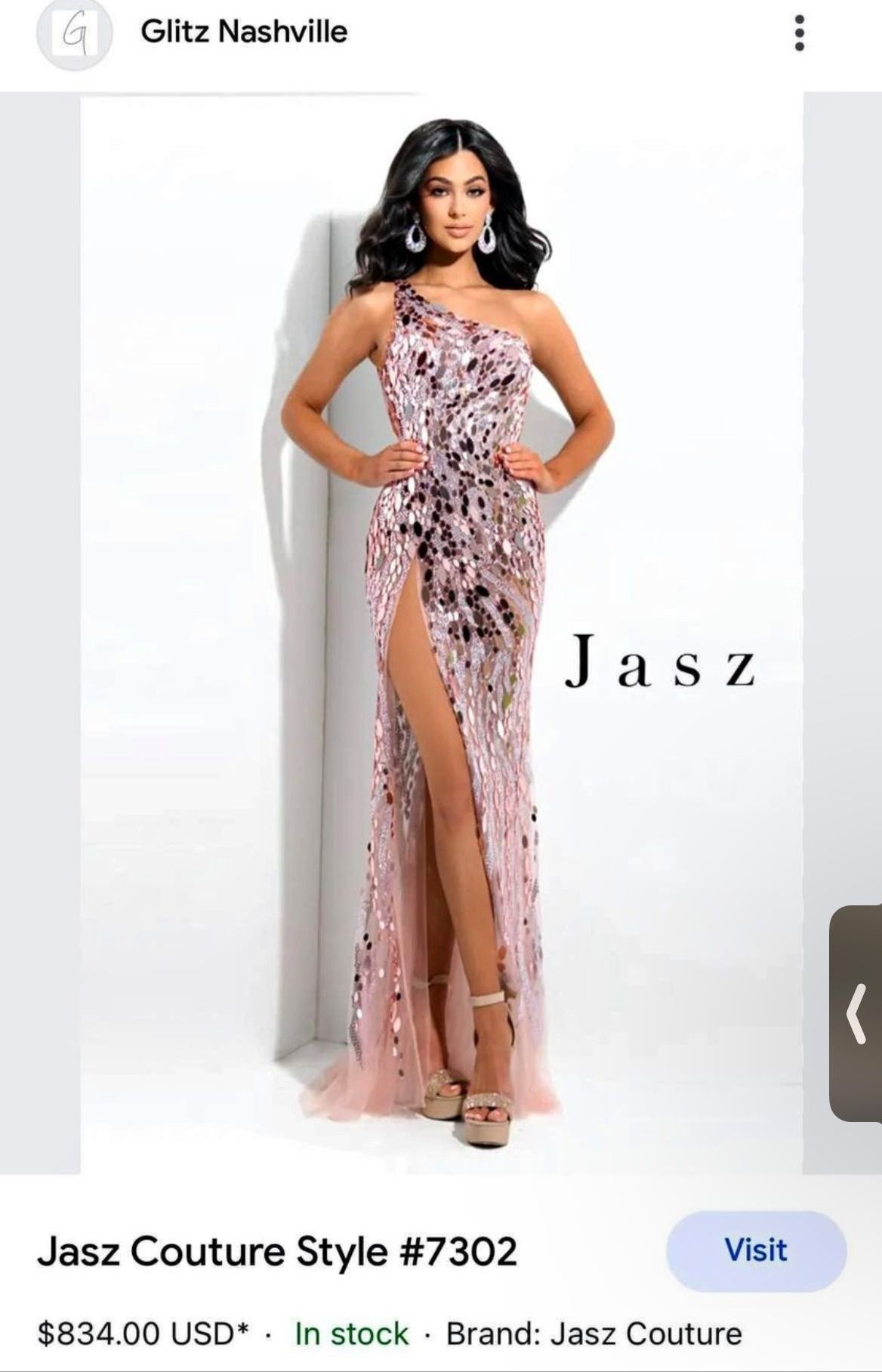 Jasz Couture Size 2 Prom One Shoulder Sequined Light Pink Side Slit Dress on Queenly