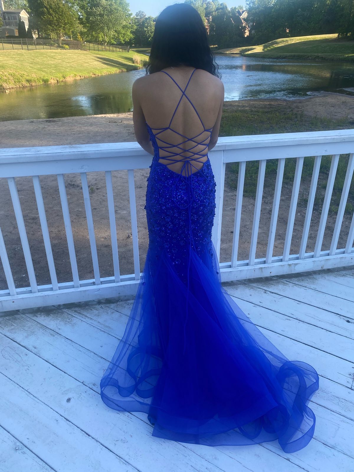 Amelia Couture Size 4 Prom Blue Mermaid Dress on Queenly
