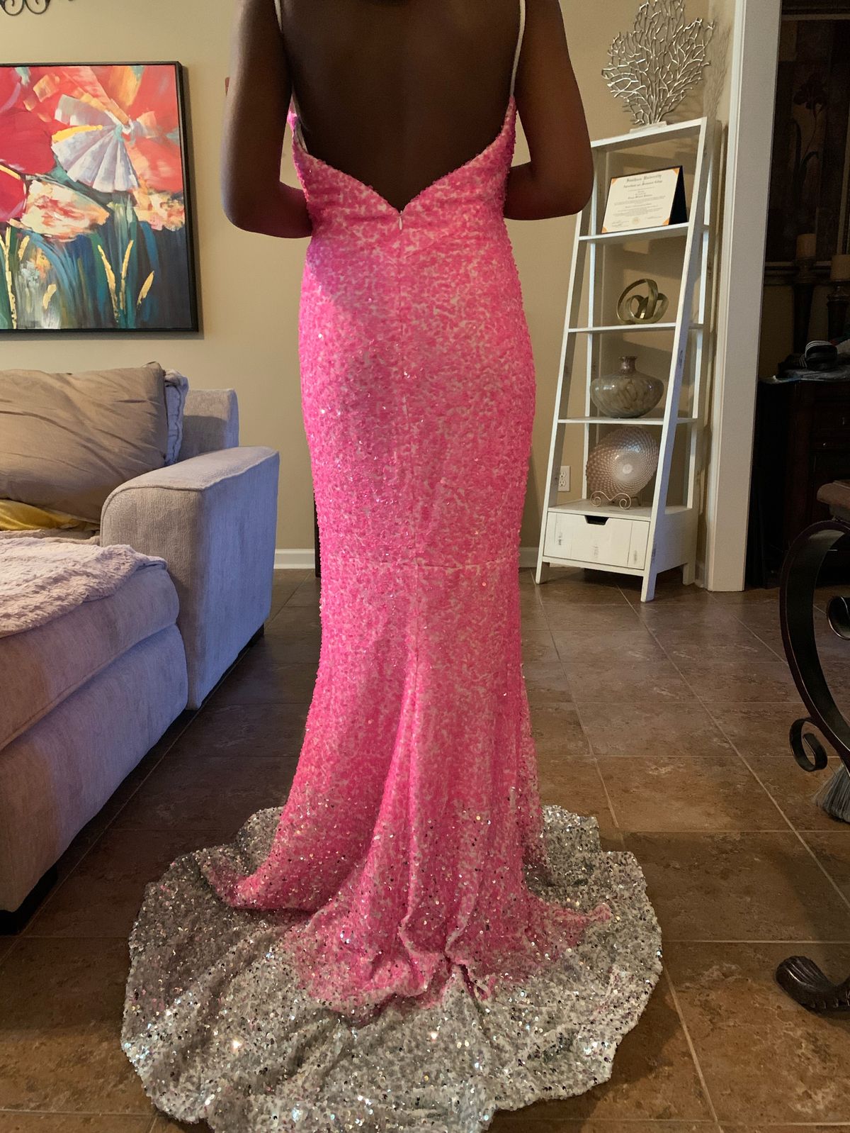 Portia and Scarlett Size 6 Prom Sequined Pink Mermaid Dress on Queenly