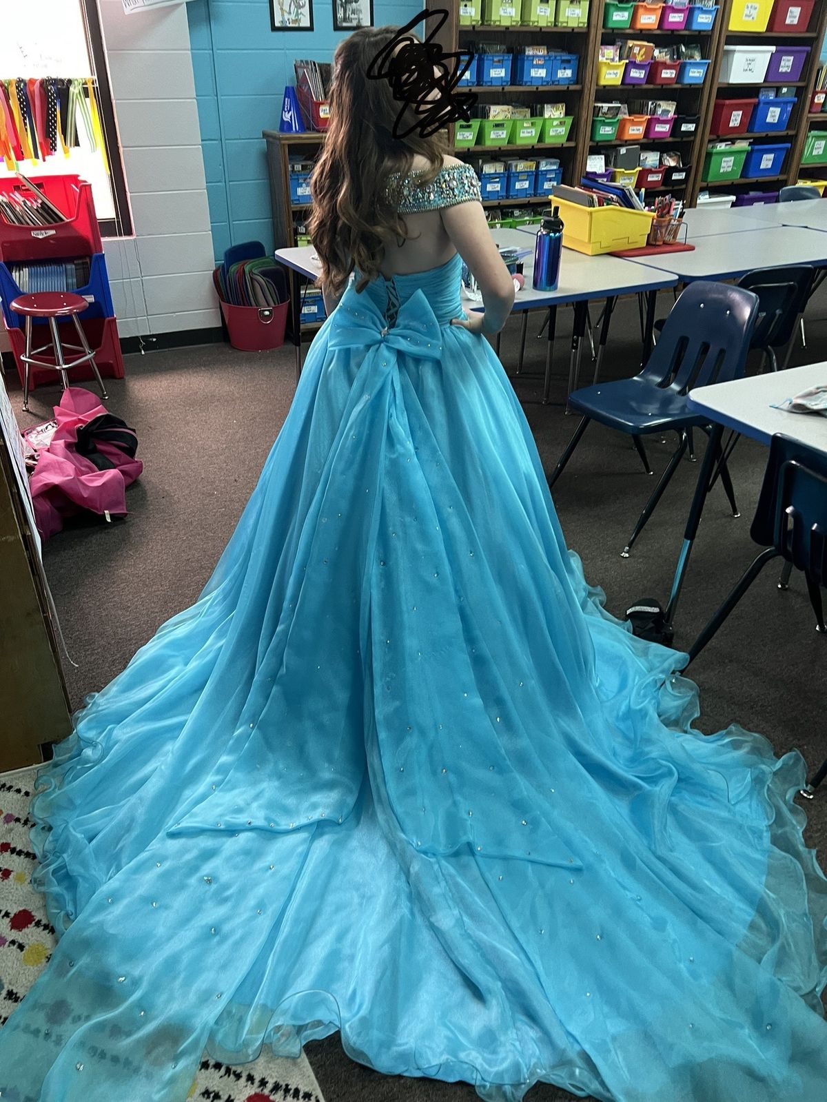 Sugar Kayne Girls Size 12 Pageant Blue Ball Gown