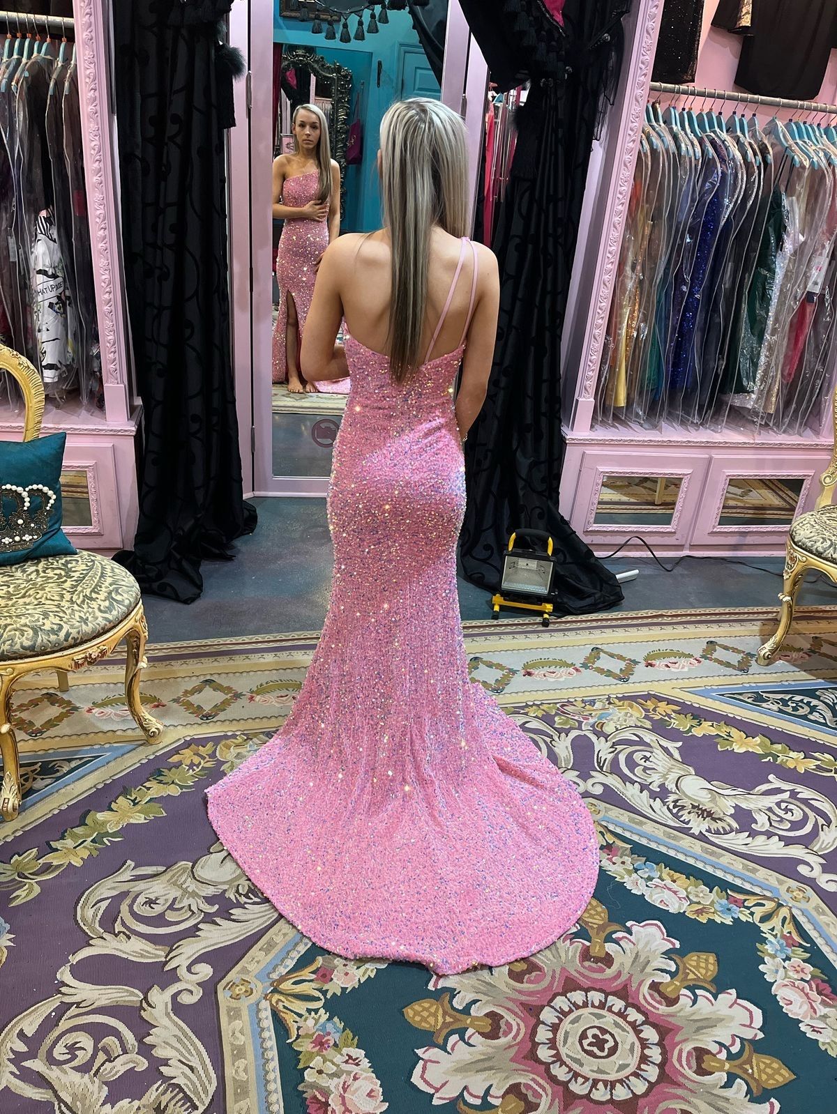 Size 00 Prom Pink Dress With Train on Queenly