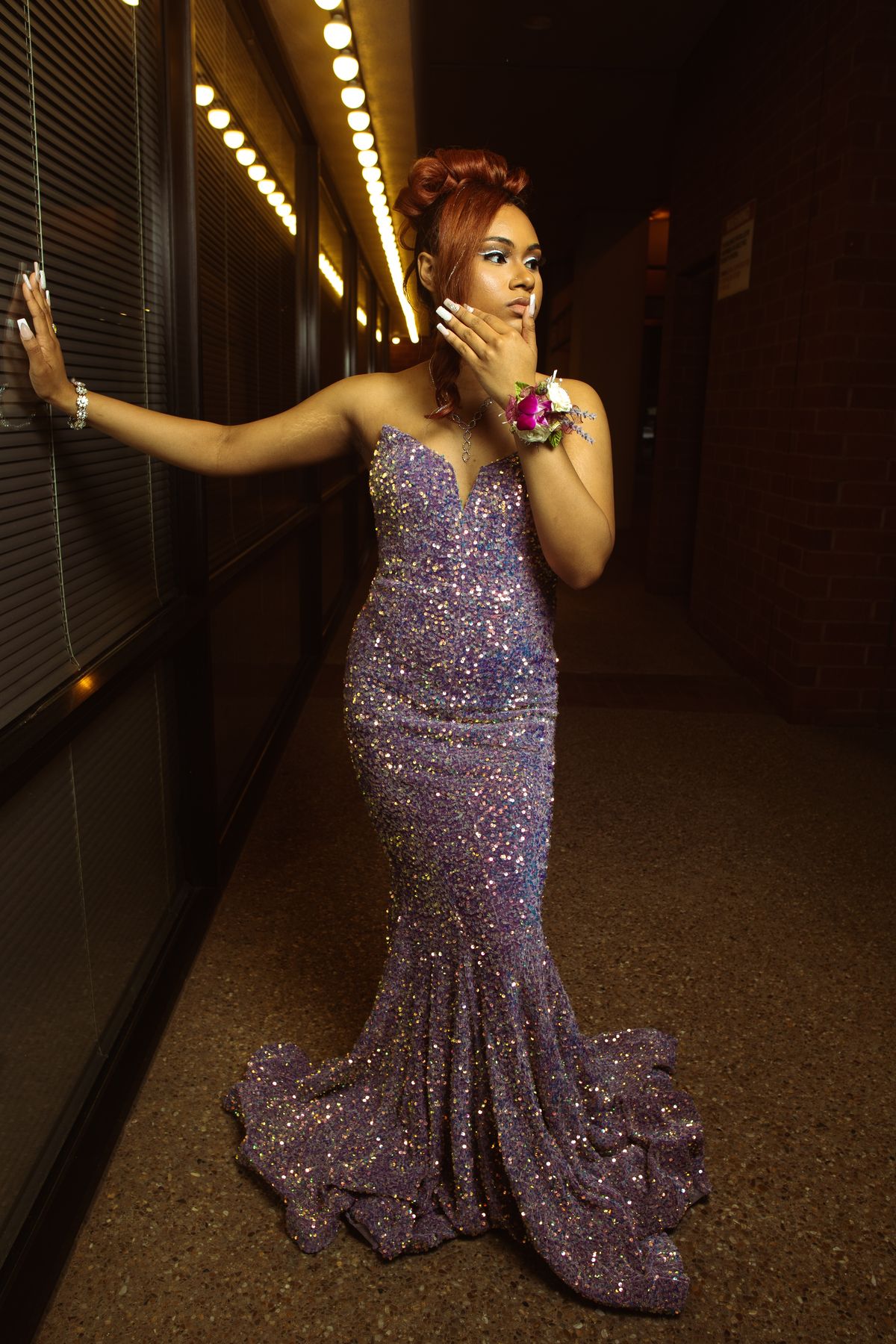Style PS21208 portia & scarlett Size 4 Prom Strapless Sequined Light Purple Mermaid Dress on Queenly