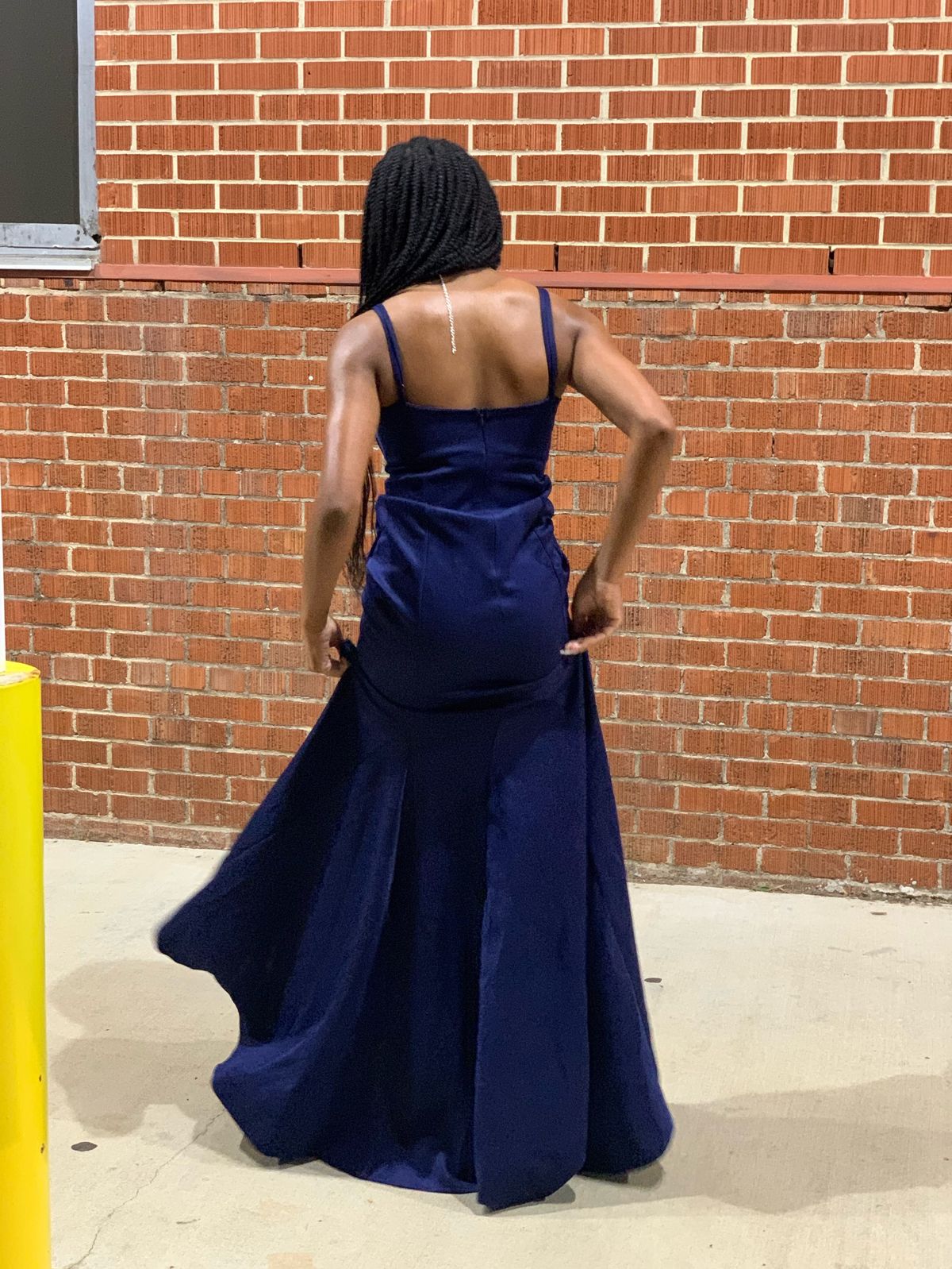 Size S Prom Navy Blue Floor Length Maxi on Queenly