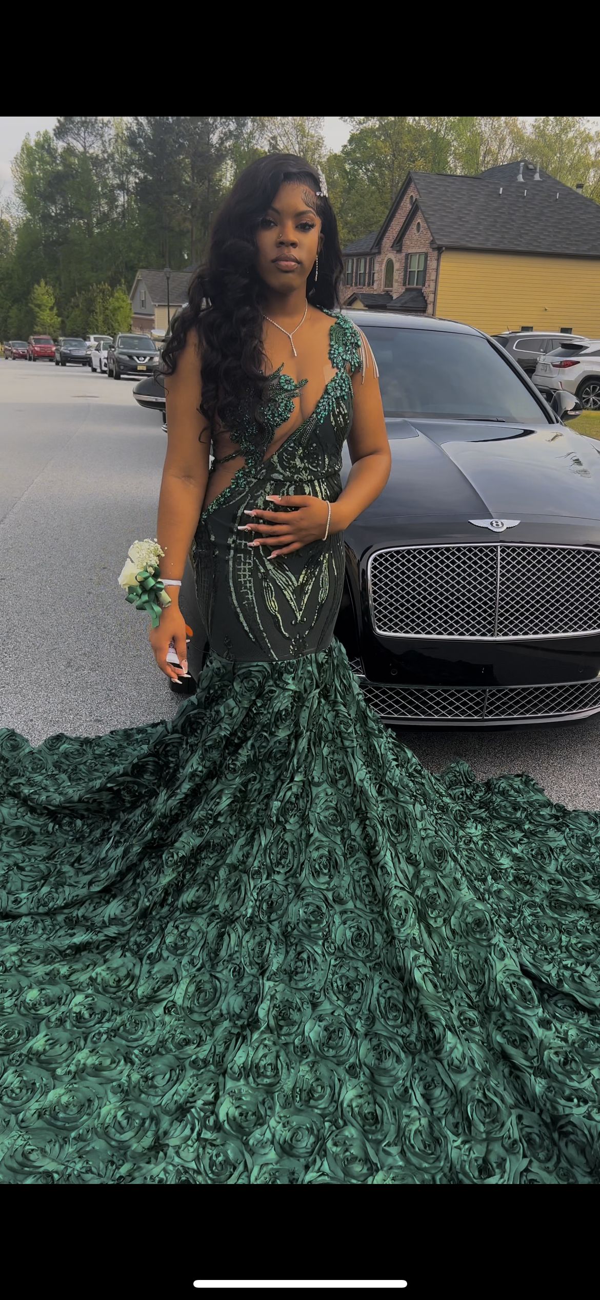 Size 8 Green Dress With Train on Queenly