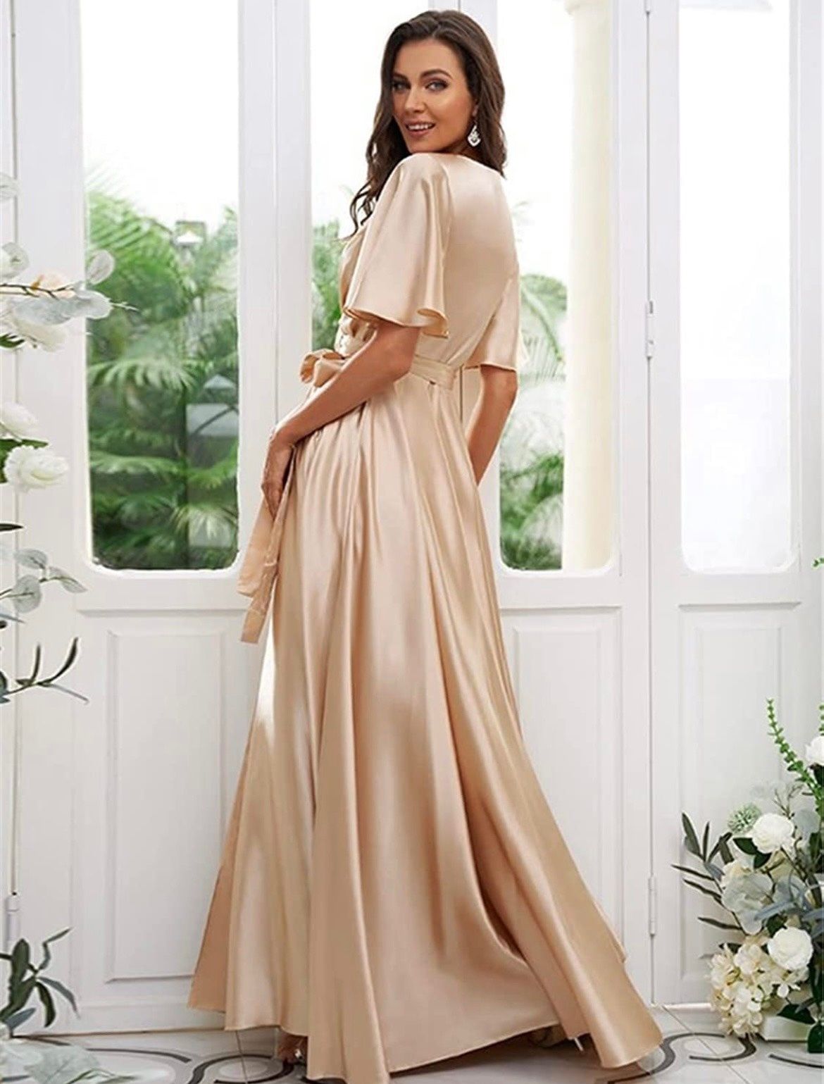 Plus Size 18 Bridesmaid Gold A-line Dress on Queenly
