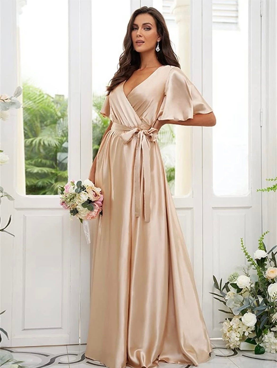 Plus Size 18 Bridesmaid Gold A-line Dress on Queenly
